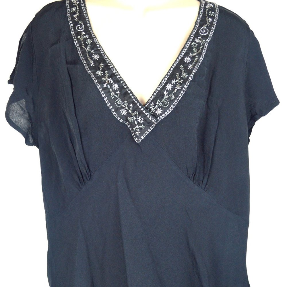 Black V Neck Rayon Evening Top